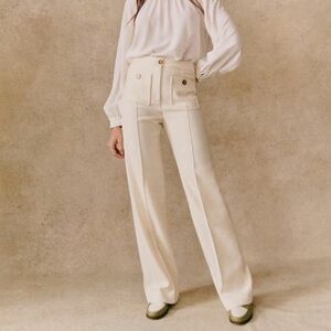 Sezane White Fabric Detail Pants